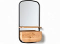 Spiegel met houten plank en lade zwart staal 60 x 40 x 15cm