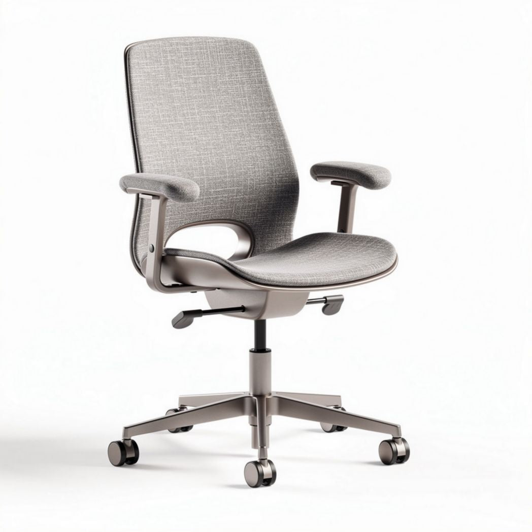 Bureaustoel met grijze stofafwerking en in hoogte verstelbare armleuningen 60 x 60 x 90cm
