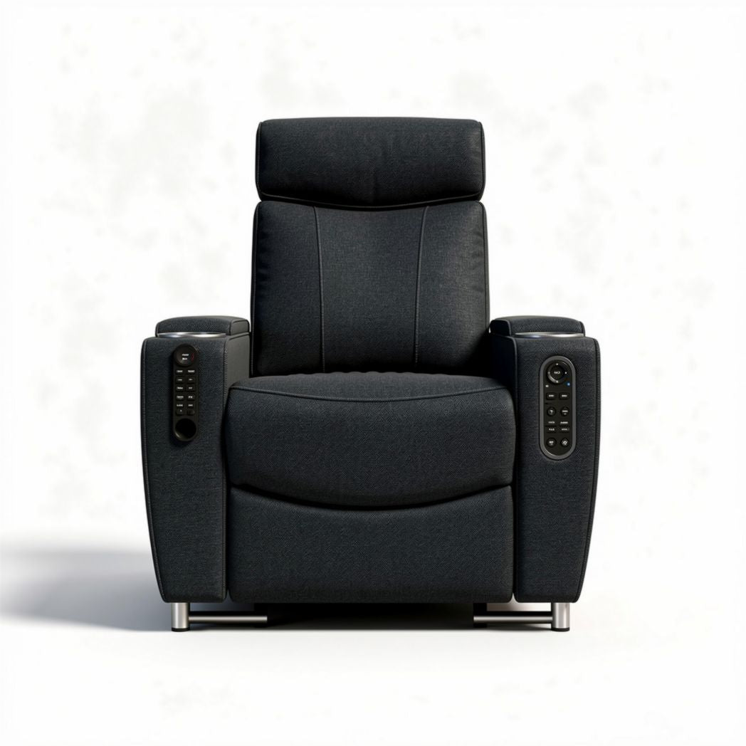 Elektrische recliner stoel met stof bekleding in zwart 90 x 90 x 100cm