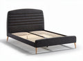 Bed met gestoffeerde kopstukken van stof en houten lattenbodem 200 x 160 cm