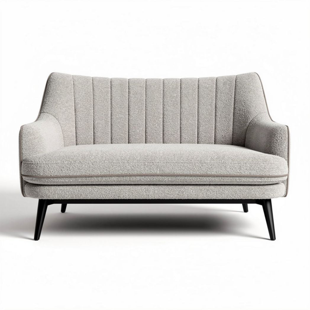 Tweed grijs bankstel met metalen poten 150 x 85 x 75cm
