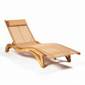 Ligbed van bamboe met stoffen bekleding in beige 150 x 60 x 80cm