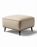 Houten poef met stoffen bekleding 50 x 50 x 40cm in beige kleur